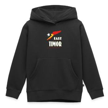 Carte du Timor oriental avec lettrage dynamique - Sweat Premium à capuche enfant bio - noir - Devant - AI Model Kid Male (0cm)