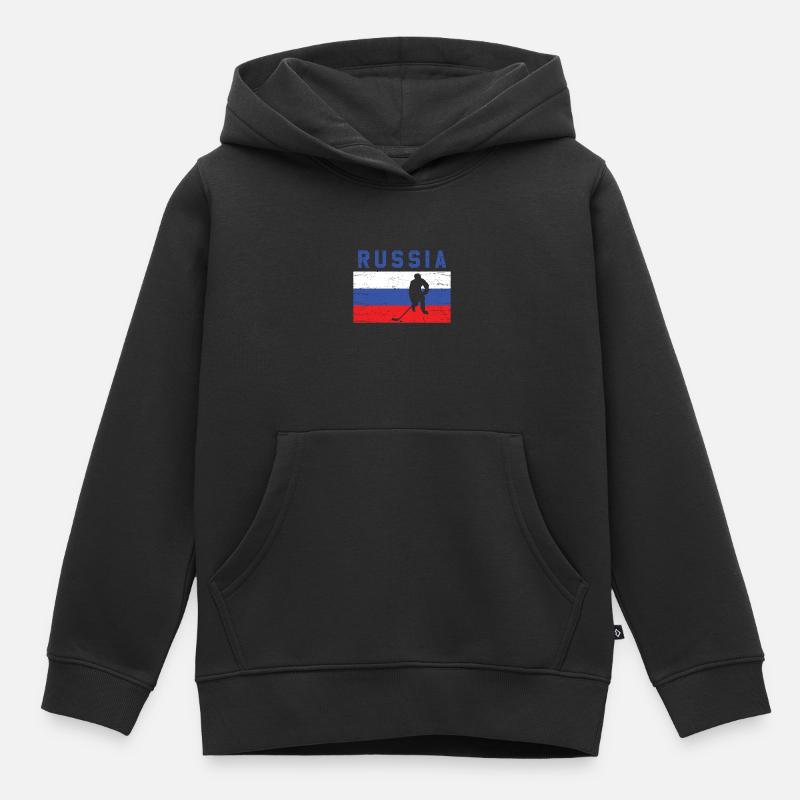 Hockey Russie - Sweat Premium à capuche enfant bio - noir