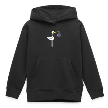 Cigogne avec bébé - Sweat Premium à capuche enfant bio - noir - Devant - AI Model Kid Male (0cm)