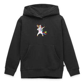 Tamponner paillettes de licorne - Sweat Premium à capuche enfant bio - noir - Devant - AI Model Kid Male (0cm)