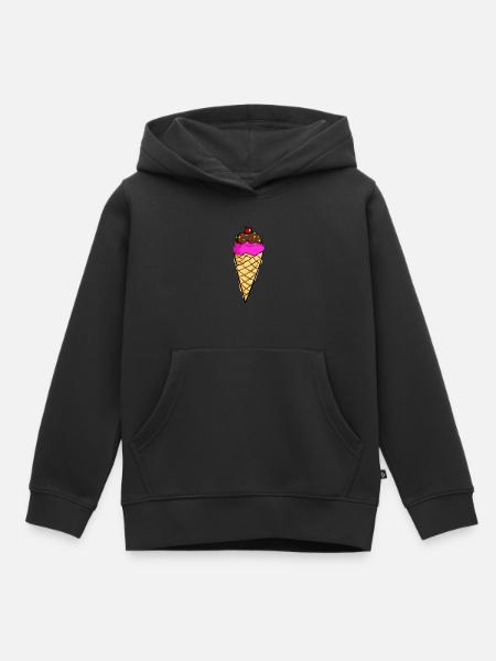 Eis in Eiswaffel - Kinder Premium Organic Hoodie - Schwarz