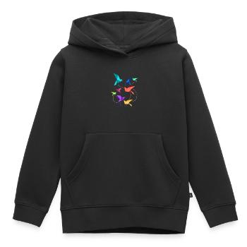 Origami paper crane folding art folding birds - Kids Premium Organic Hoodie - black - Front - AI Model Kid Male (0cm)