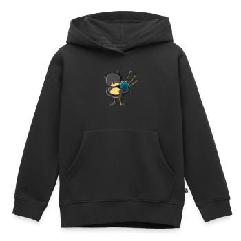 Chat écossais avec cornemuse, Ecosse - Sweat Premium à capuche enfant bio - noir - Devant - AI Model Kid Male (0cm)