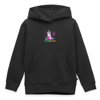 Cadeau de fille de seize ans douce de licorne - Sweat Premium à capuche enfant bio - noir - Devant - AI Model Kid Male (0cm)