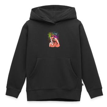 Idées et réflexions - Sweat Premium à capuche enfant bio - noir - Devant - AI Model Kid Male (0cm)