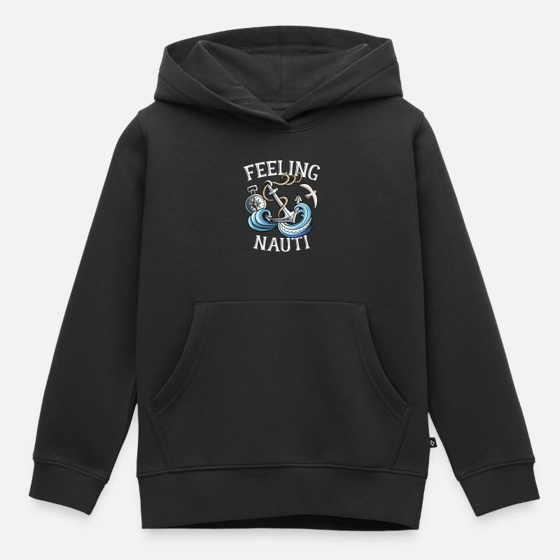 Cadeau de régate de belles vagues de la mer marin - Sweat Premium à capuche enfant bio - noir