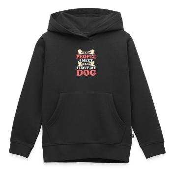 Cadeau amoureux des chiens pour les amoureux des chiens - Sweat Premium à capuche enfant bio - noir - Devant - AI Model Kid Male (0cm)