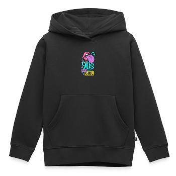 Années 90 - Sweat Premium à capuche enfant bio - noir - Devant - AI Model Kid Male (0cm)