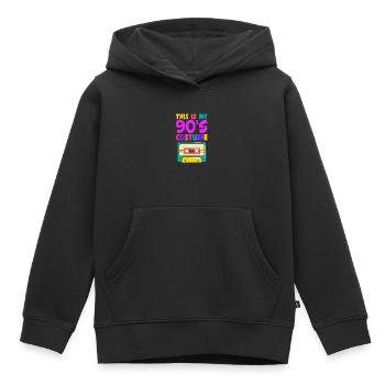 Années 90 - Sweat Premium à capuche enfant bio - noir - Devant - AI Model Kid Male (0cm)