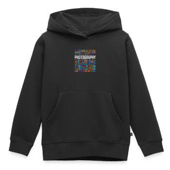 Fotografie Wörter - Kinder Premium Organic Hoodie - Schwarz - Vorne - AI Model Kid Male (0cm)