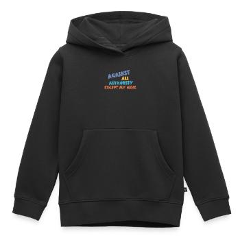 Contre toute autorité - sauf ma mère - Sweat Premium à capuche enfant bio - noir - Devant - AI Model Kid Male (0cm)