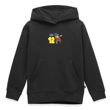 Arr 12. Geburtstag Betupfen Pirat Jungen Zwölf 12 - Kinder Premium Organic Hoodie - Schwarz - Vorne - AI Model Kid Male (0cm)