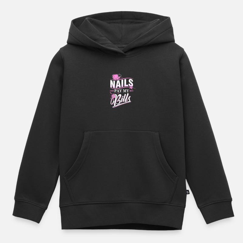 Ongles de manucure esthéticienne designer esthéticienne - Sweat Premium à capuche enfant bio - noir