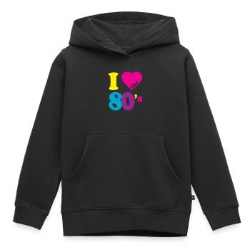 Ich liebe die 80er Achtziger - Kinder Premium Organic Hoodie - Schwarz - Vorne - AI Model Kid Male (0cm)