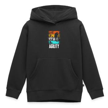 Agilité Rétro - Sweat Premium à capuche enfant bio - noir - Devant - AI Model Kid Male (0cm)