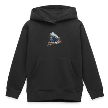 Zug - Kinder Premium Organic Hoodie - Schwarz - Vorne - AI Model Kid Male (0cm)