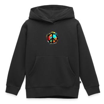 Paix - couleurs - Sweat Premium à capuche enfant bio - noir - Devant - AI Model Kid Male (0cm)