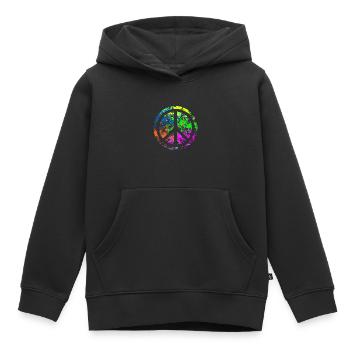 Paix - couleurs - Sweat Premium à capuche enfant bio - noir - Devant - AI Model Kid Male (0cm)