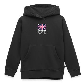Londres - Sweat Premium à capuche enfant bio - noir - Devant - AI Model Kid Male (0cm)