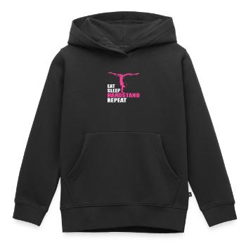 Mangez le sommeil avec le poirier et répétez le cadeau de gymnastique - Sweat Premium à capuche enfant bio - noir - Devant - AI Model Kid Male (0cm)