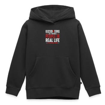 Kickboxing Real Life Spruch - Kinder Premium Organic Hoodie - Schwarz - Vorne - AI Model Kid Male (0cm)