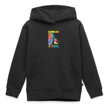 Grimper comme une fille Escalade de filles et grimpeurs - Sweat Premium à capuche enfant bio - noir - Devant - AI Model Kid Male (0cm)