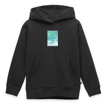 Suède - Sweat Premium à capuche enfant bio - noir - Devant - AI Model Kid Male (0cm)