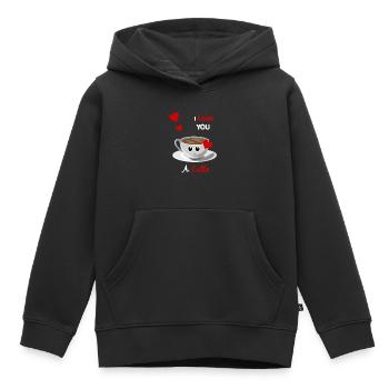 Je t'aime un latte - cadeau d'amour de la Saint-Valentin - Sweat Premium à capuche enfant bio - noir - Devant - AI Model Kid Male (0cm)