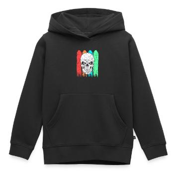 Totenkopf Bunt Farbig - Kinder Premium Organic Hoodie - Schwarz - Vorne - AI Model Kid Male (0cm)