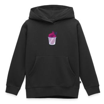 Slush glace rouge slush avec de la paille - Sweat Premium à capuche enfant bio - noir - Devant - AI Model Kid Male (0cm)