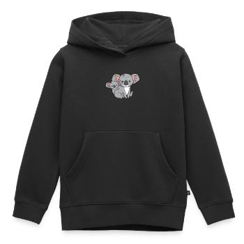Koala - maman avec enfant dans le dos - Sweat Premium à capuche enfant bio - noir - Devant - AI Model Kid Male (0cm)