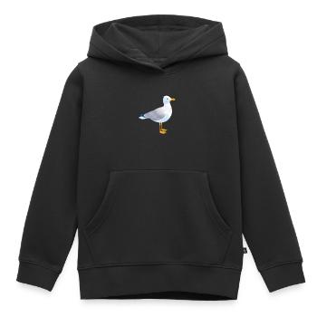 Tshirt mouettes oiseaux de mer - Sweat Premium à capuche enfant bio - noir - Devant - AI Model Kid Male (0cm)