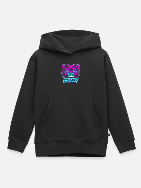 Grizzly Bär - Kinder Premium Organic Hoodie - Schwarz