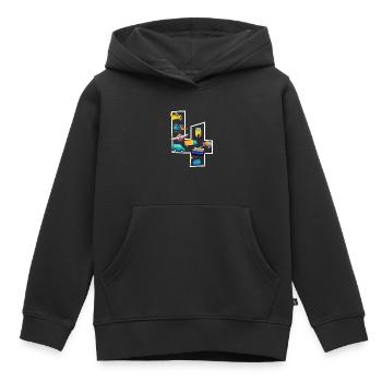 4 years old - 4th birthday - Kids Premium Organic Hoodie - black - Front - AI Model Kid Male (0cm)