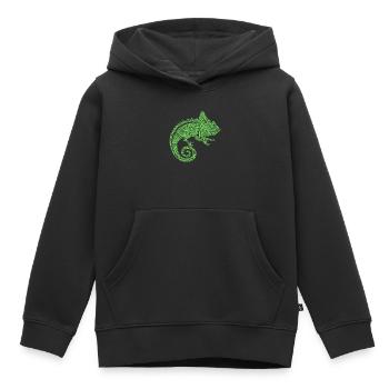 Tatouages tribaux maoris caméléons - Sweat Premium à capuche enfant bio - noir - Devant - AI Model Kid Male (0cm)