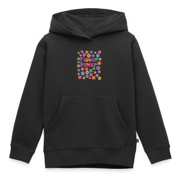 Flower Power Blume Blumenpower Happy Life - Kids Premium Organic Hoodie - black - Front - AI Model Kid Male (0cm)