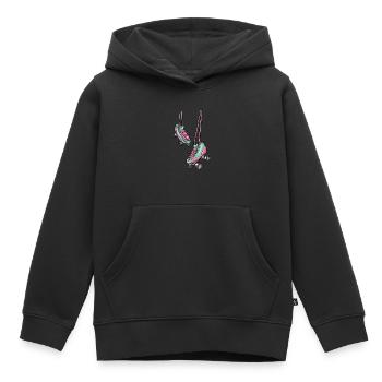 Hängende Schlittschuhe - Kinder Premium Organic Hoodie - Schwarz - Vorne - AI Model Kid Male (0cm)