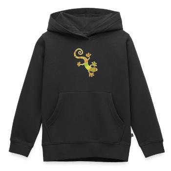 farbiger Gecko - Kinder Premium Organic Hoodie - Schwarz - Vorne - AI Model Kid Male (0cm)