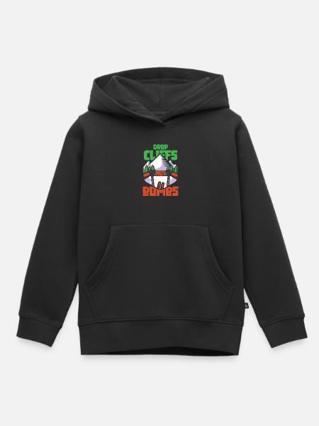Ski drop cliffs not bombs - Kids Premium Organic Hoodie - black