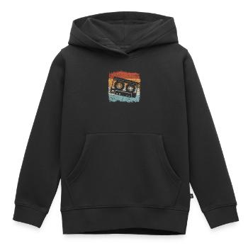Retro cassette cassette mixtape oldschool - Kids Premium Organic Hoodie - black - Front - AI Model Kid Male (0cm)