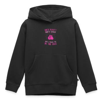 Beauty Grace Punch you in the face - Kinder Premium Organic Hoodie - Schwarz - Vorne - AI Model Kid Male (0cm)