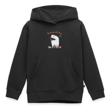 Vacances d'été en cadeau d'alpaga lama d'été - Sweat Premium à capuche enfant bio - noir - Devant - AI Model Kid Male (0cm)