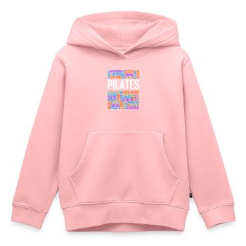 Mots Pilates - Sweat Premium à capuche enfant bio - rose - Devant - AI Model Kid Female (0cm)