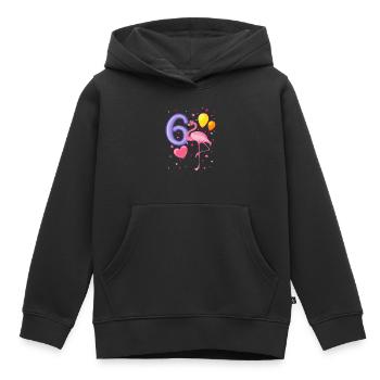 6e anniversaire fille flamingo j'ai 6 ans - Sweat Premium à capuche enfant bio - noir - Devant - AI Model Kid Male (0cm)