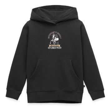 Pferd Reitersprüche Mädchen - Kinder Premium Organic Hoodie - Schwarz - Vorne - AI Model Kid Male (0cm)