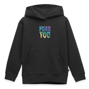 Funk you - Kids Premium Organic Hoodie - black - Front - AI Model Kid Male (0cm)