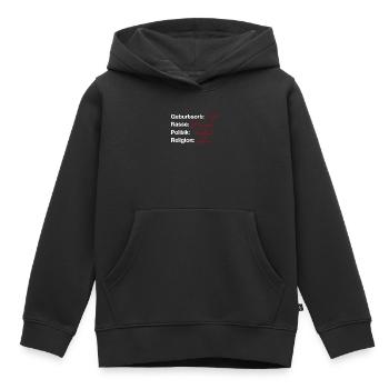 Lieu de naissance terre race humaine - Sweat Premium à capuche enfant bio - noir - Devant - AI Model Kid Male (0cm)