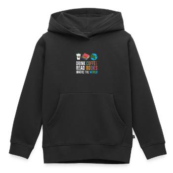 livre - Sweat Premium à capuche enfant bio - noir - Devant - AI Model Kid Male (0cm)