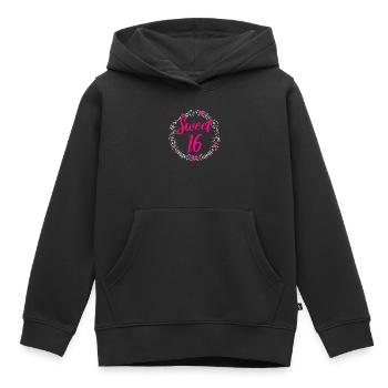Sweet 16 ans fille 16 ans cadeau 16 ans - Sweat Premium à capuche enfant bio - noir - Devant - AI Model Kid Male (0cm)