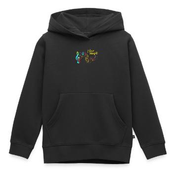 I love music - Kinder Premium Organic Hoodie - Schwarz - Vorne - AI Model Kid Male (0cm)